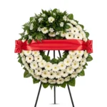 Klasik Beyaz Gerbera Çelenk - Görsel 3
